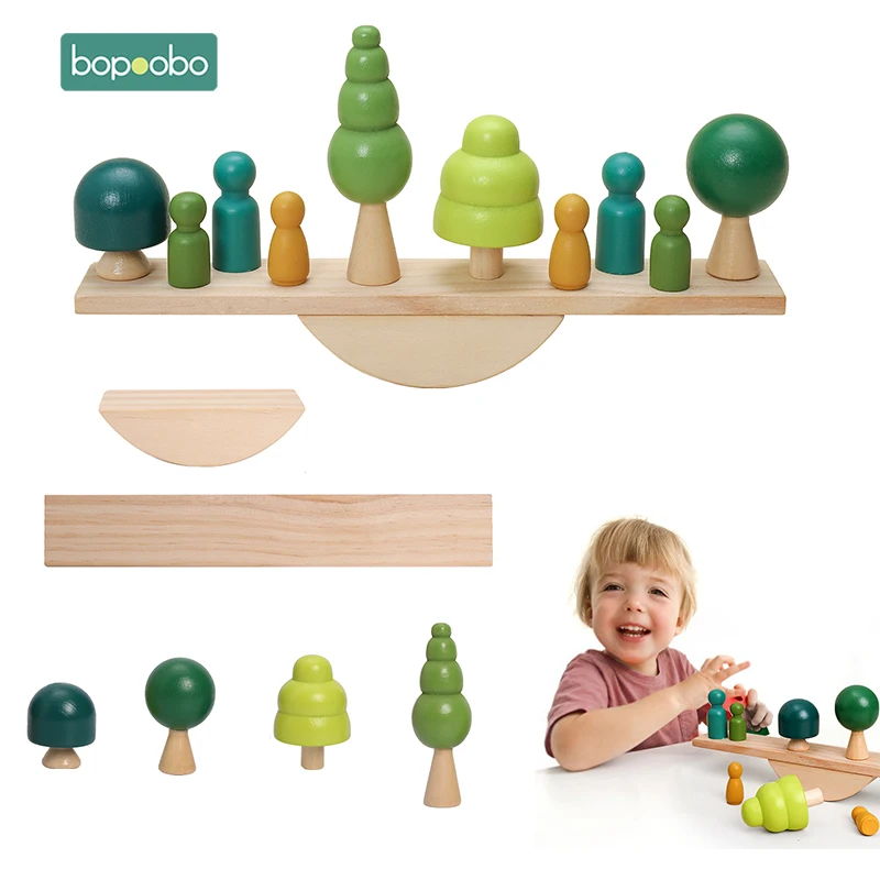 

Bopoobo, 1 набор, дерево для моделирования, деревянные игрушки для детей, Монтессори, игра, Seesaw, баланс, доска-весы, обучающая игрушка для раннего образования