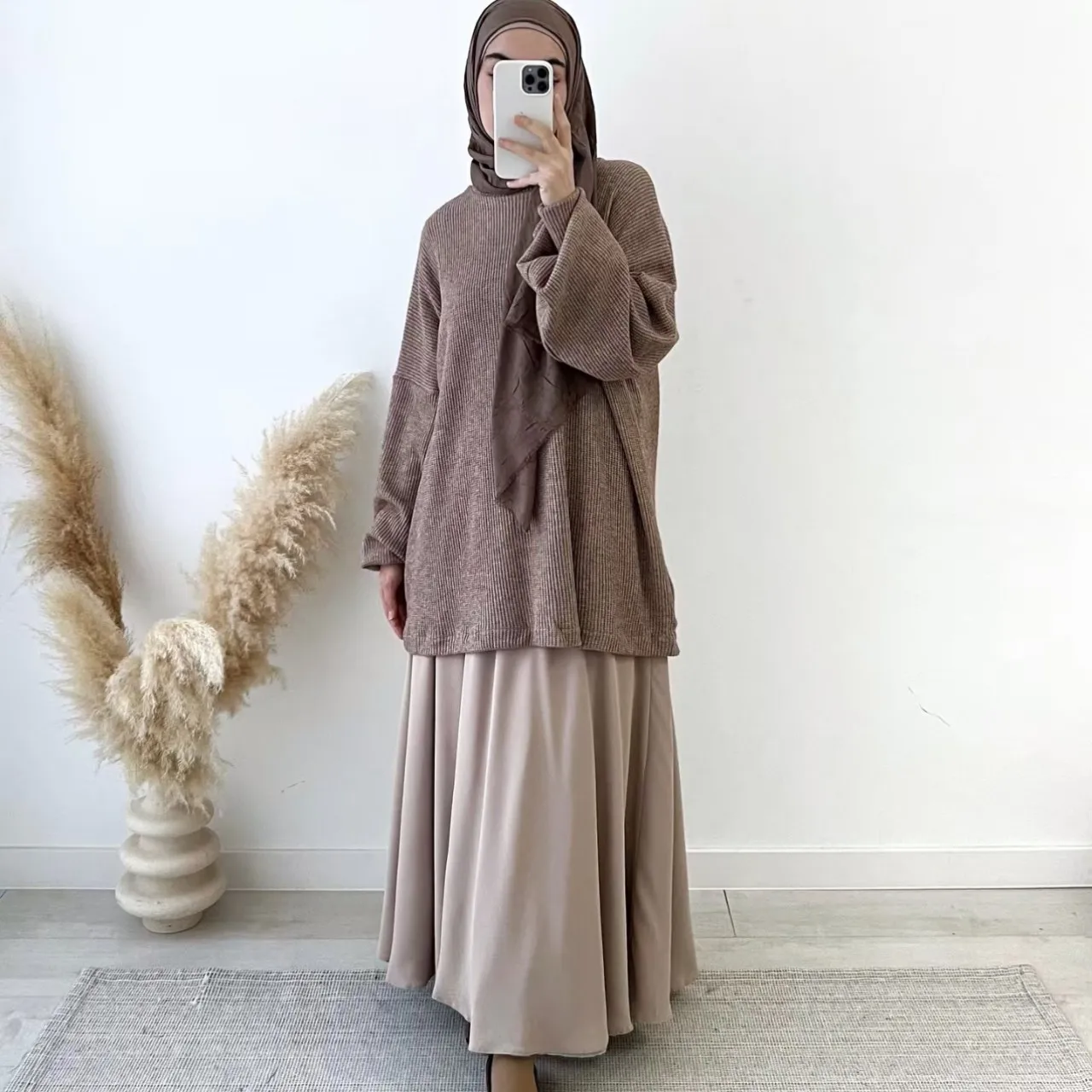 Winter Muslim Sets Pullover Knitted Sweater +Skirt Suit Arab Dubai Turkish  Muslim Woman Modest Abaya Robe Burqa 2 Pcs Set - AliExpress, image size:1280x1280