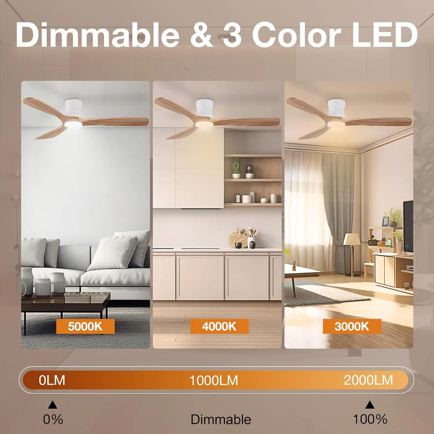 Ceiling Fans with Lights and Remote,Quiet DC Motor,Outdoor Indoor Ultra Low Profile Ceiling Fan works