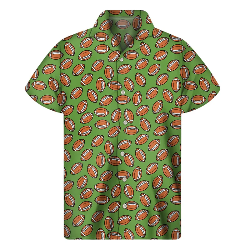 American Football Ball 3d Printed Hawaiian Beach Shirts Men Summer Fashion Short Sleeves Shirt Tops Lapel Women Blouse Clothes 3