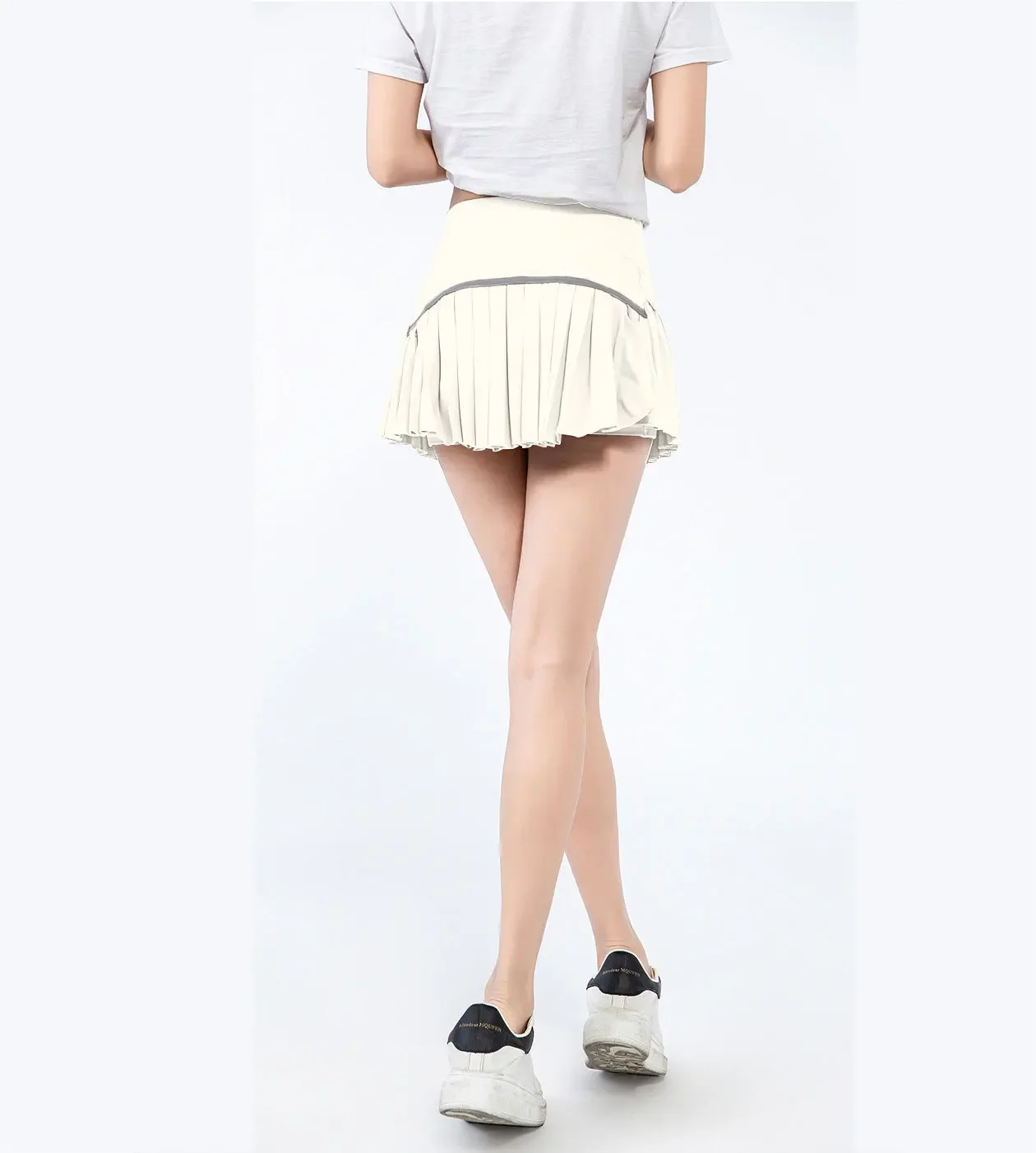 fashionable summer sports shorts women's pleated skirt anti glare short skirt running outdoor fitness breathable tennis