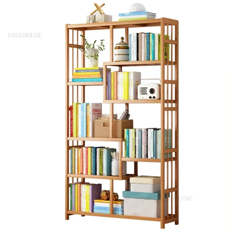 Bamboo Simple Bookcases Multi-layer Storage Bookshelf Modern Living Room Furniture Home Book Organizer Rack Desk Display Stand Y