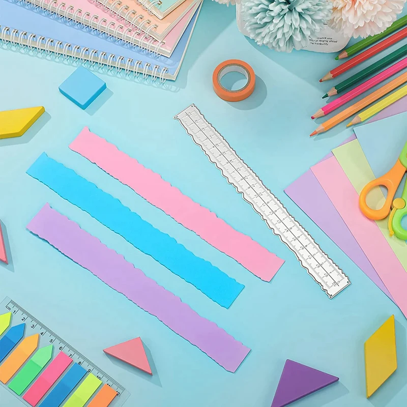 JHD-3 조각 8.4 인치 금속 불규칙한 가장자리 눈금자 가장자리 눈금자 카드 만들기 Scrapbooking 공예 장식 학교 사무용품