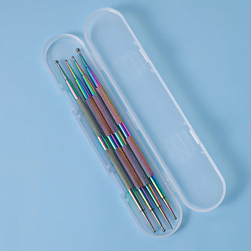 4pcs Nail Art Dotting Pen Dual Ended Stainless Steel Nail Art Liner Brushes UV Gel Dotting Painting Drawing Pen DIY Tools 6