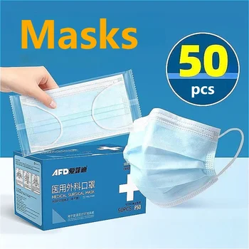 50pcs Masks Dust Mask Security Protection Respirator Health Safety Masks Disposable Face Mask Activated Carbon Protective Mask