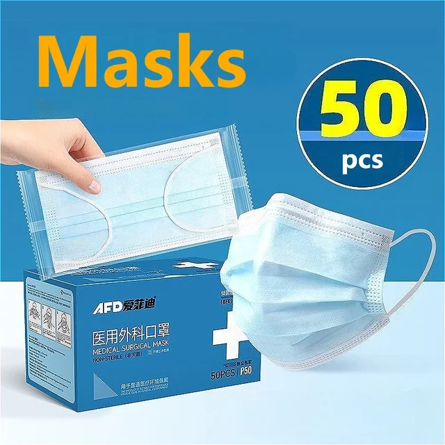 50pcs Masks Dust Mask Security Protection Respirator Health Safety Masks Disposable Face Mask Activated Carbon Protective Mask