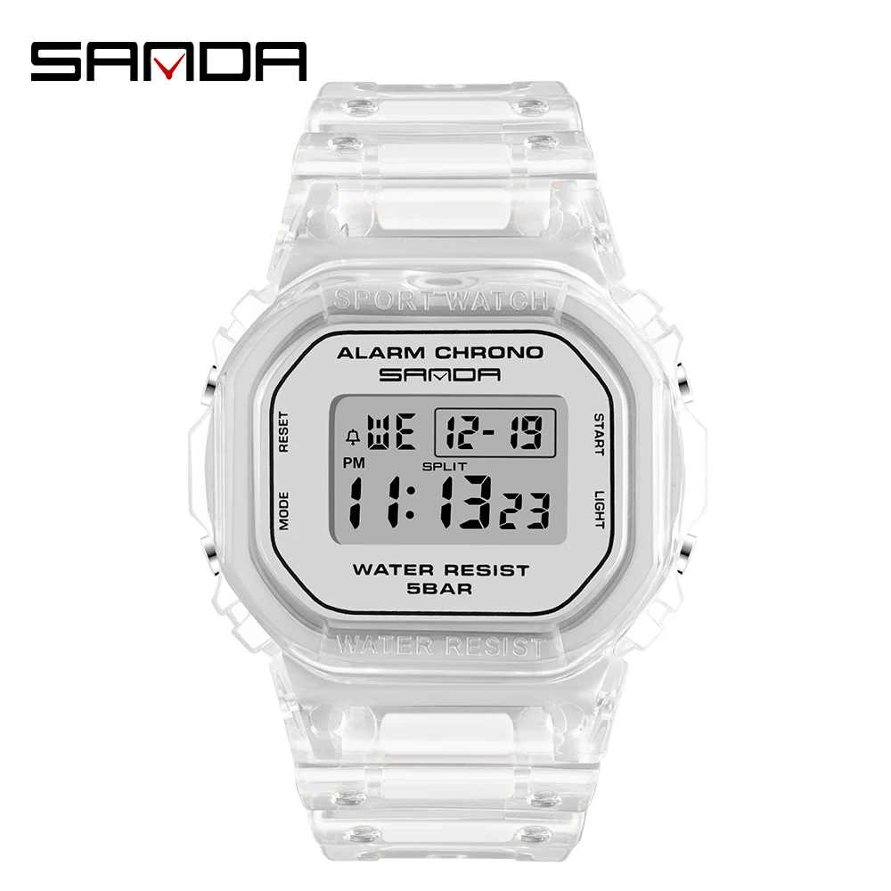 

SANDA Fashion Sport Watch Women Transparent strap LED Digital Clock Ladies Electronic Watch Reloj Mujer Relogio Feminino 2009
