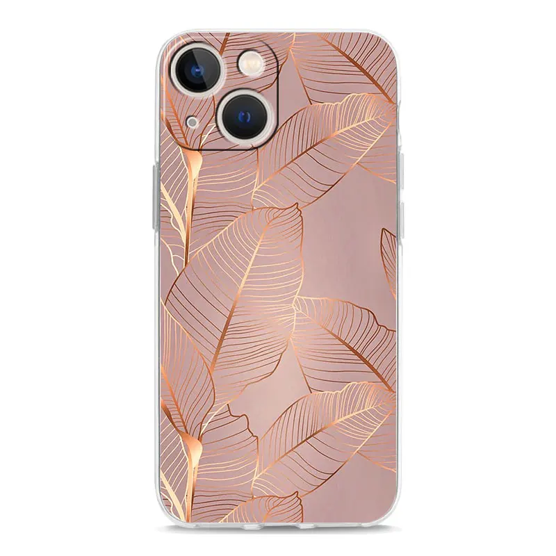 Fashion Gold Pink Marble Clear Phone Case Cover