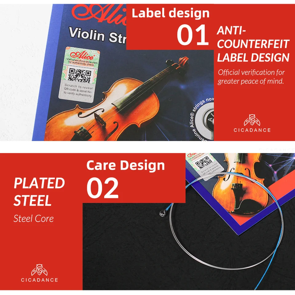 Alicea703バイオリン弦1/8 1/4 1/2 3/4初心者向けユニバーサル