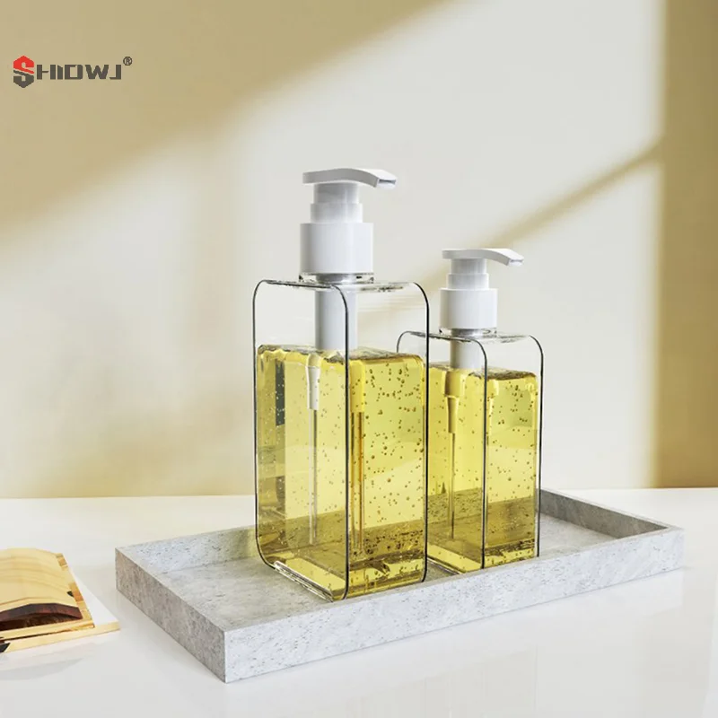 Transparent Square Soap Dispenser Countertop Lotion Bottle With Pump Bathroom Lotion Liquid Soap Dispenser Refillable Emp 3
