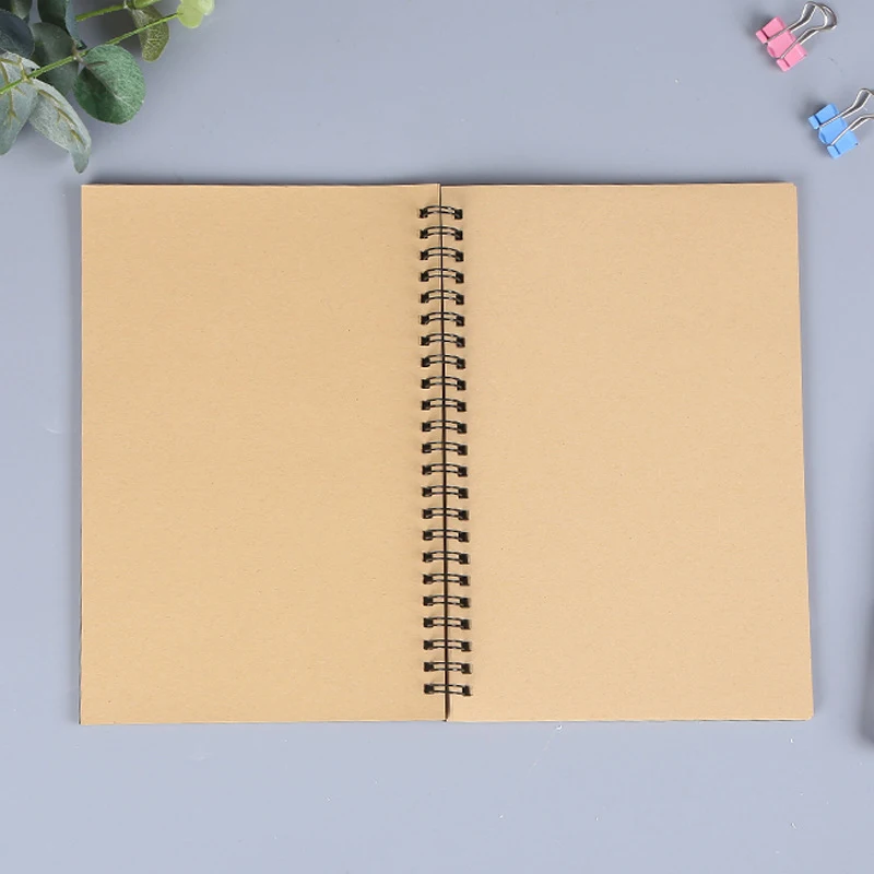 1 Book Retro Spiral Coil Kraft Paper Notebook Sketchbook Painting Diary Drawing Painting Graffiti Office School Stationery 5