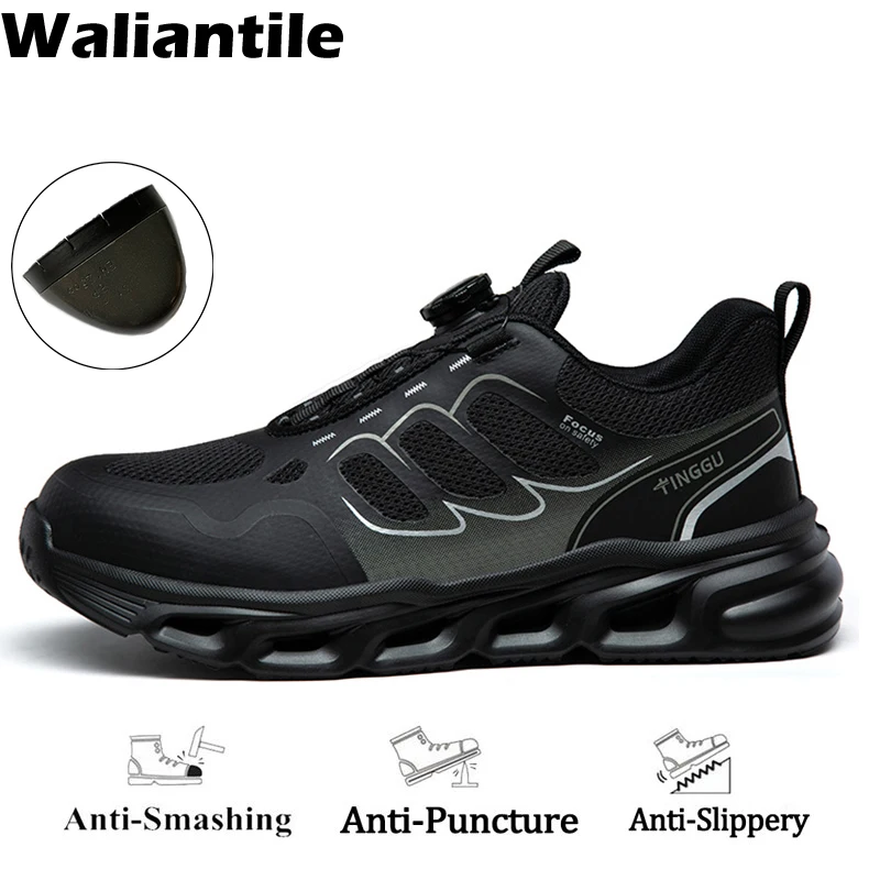 

Waliantile Brand Qualtiy Safety Shoes For Men Male Puncture Proof Anti-smashing Industrial Work Boots Steel Toe Safety Sneakers