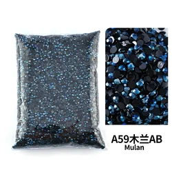 Colorful AB Transparent Resin Rhinestone FlatBacks for Nail Art and Garment Decoration - Bulk Wholesale (Ink Blue AB)