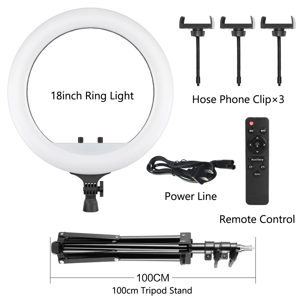 cable cameras 18 Inch Ring Light 480pcs led beads Dimmable 6500K LED Lamp With Tripod Studio Photo Lamp For Photography Makeup YouTube Live px625 battery