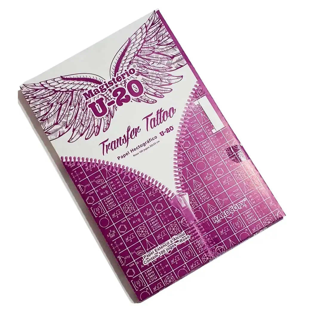 Papel Transfer Tattoo U-20 Decalque Tatuagem Roxo Hectográfico - 20 UNIDADES