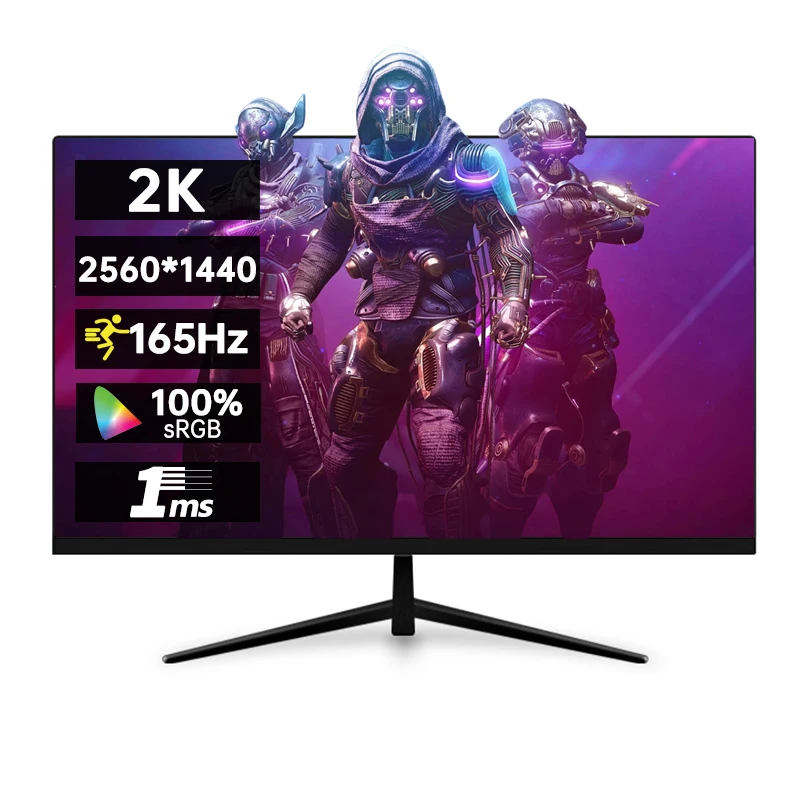 

27 Inch 2K 165Hz Game Monitor 2560*1440P HDR 100%SRGB 1MS Freesync Computer Desktop Display IPS Flat Panel Curved Screen HDMI/DP