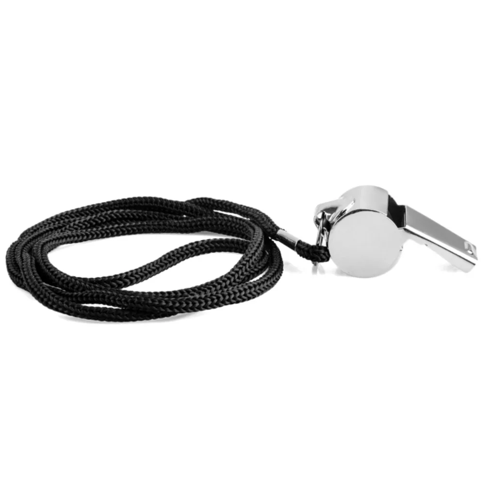 Referee Sport Rugby Stainless Steel Metal Whistle with Rope