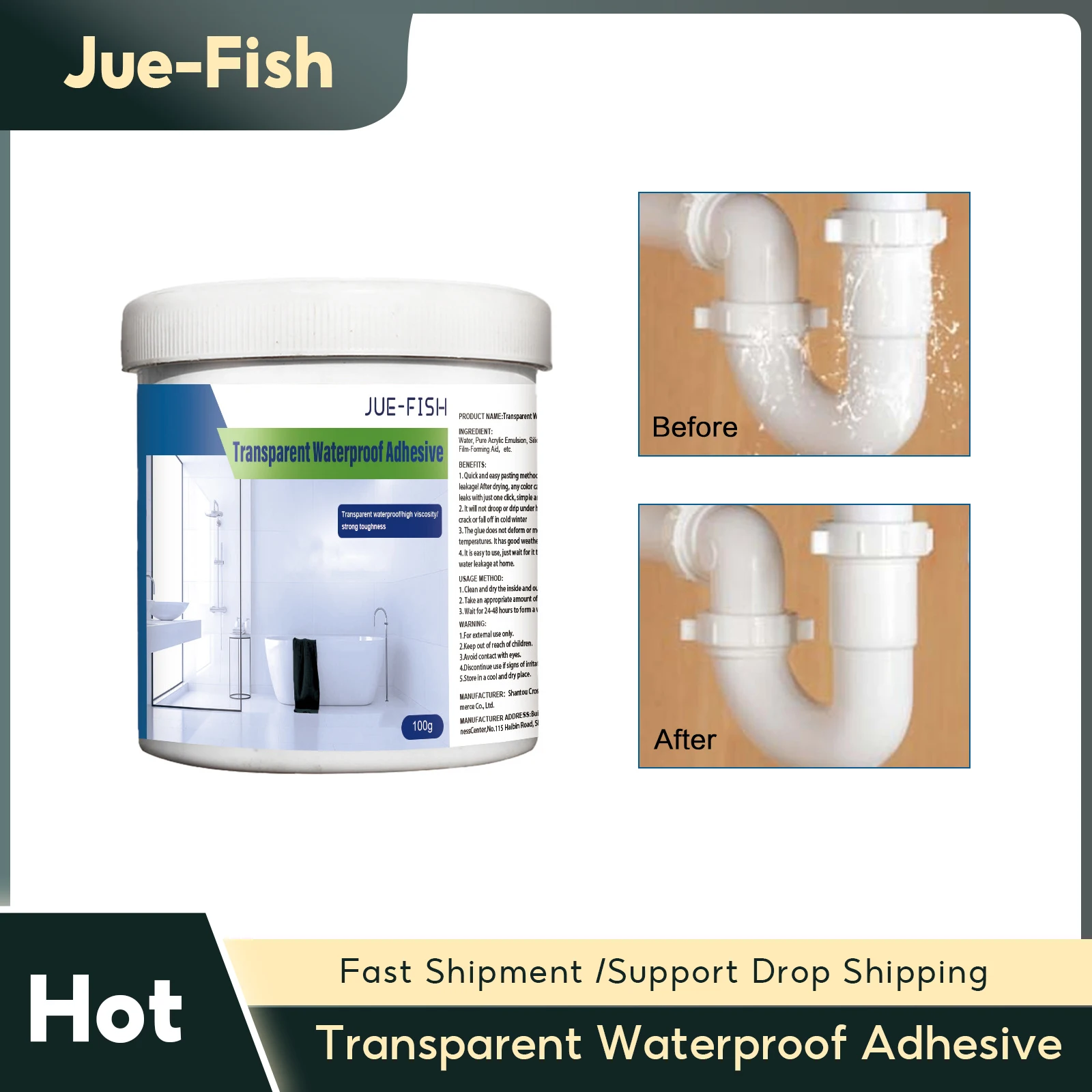 

Transparent Waterproof Sealant Adhesive Anti Leak Bonding Bathroom Balcony Repair Tile Crack Filling Invisible Leak Proof Glue