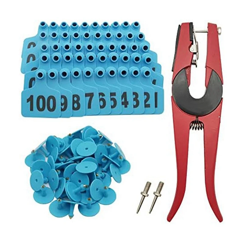 

Cattle Ear Tags 001-100 Number Plastic Livestock Animal Tags For Cows Ear Tag Applicator Kit,100 PCS