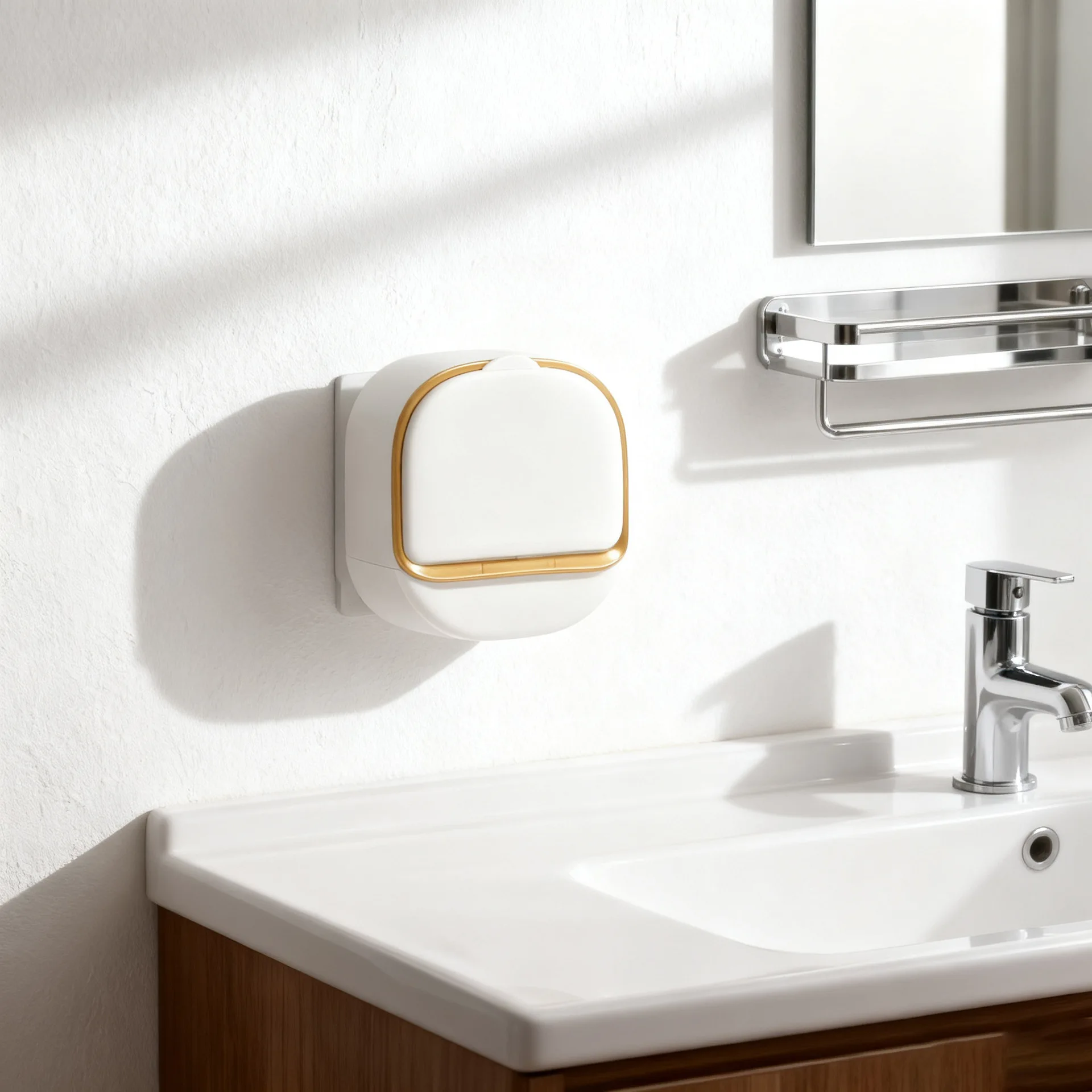 Wall Mounted Soap Dispenser with Lid Drain Rack 1pc