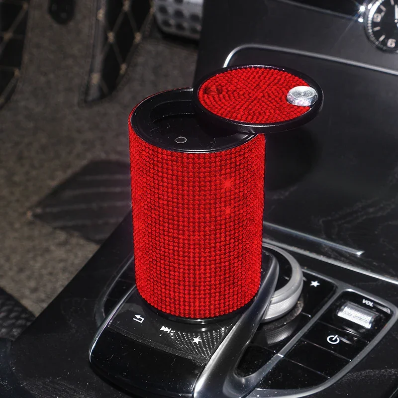 Posacenere Portatile Per Auto Con Luce LED E Coperchio – In Cristallo E ABS, Colori Vari, Con Strass - 3