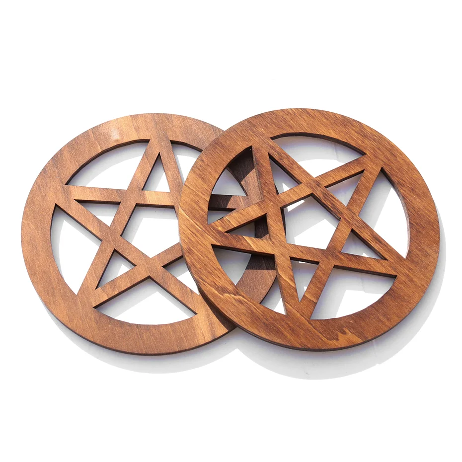 Ornament Crafts Wooden Figurine Crafts Resin Crafts 12CM Wooden Sacrificial Altar Pentagram Witchcraft Ceremonial Ornament Board