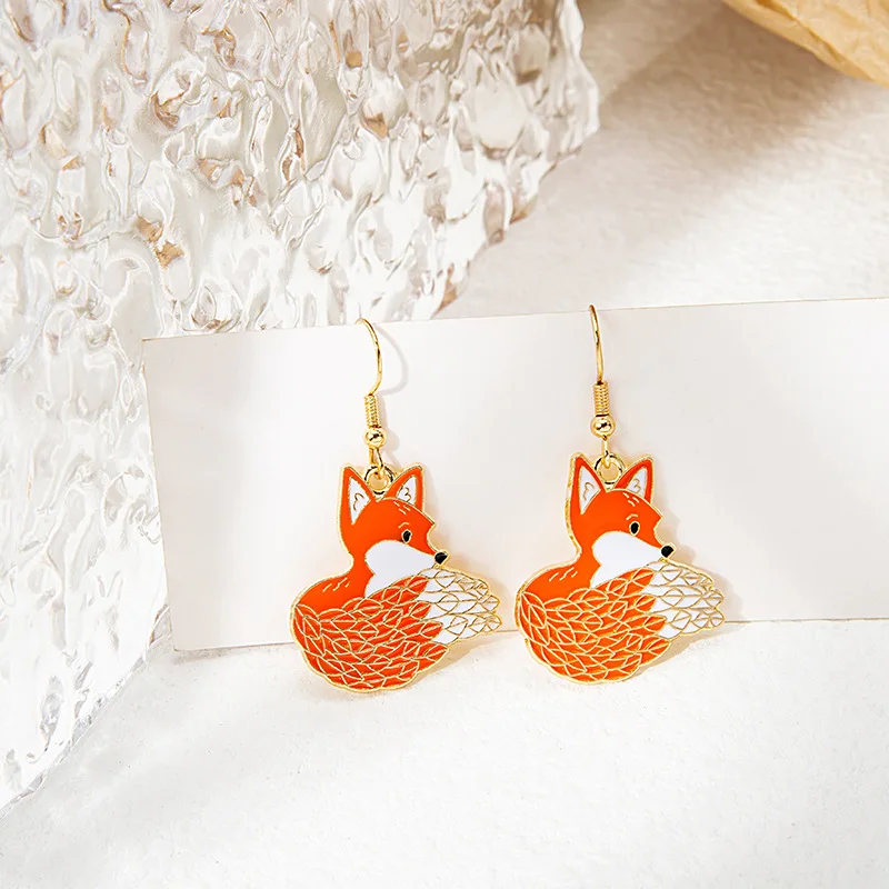 Cute Animal Snake Rabbit Koi Cat Ethnic Earrings For Women Girls Enamel Painted Colorful Gold Color Earrings Jewelry animal earrings,golden earrings