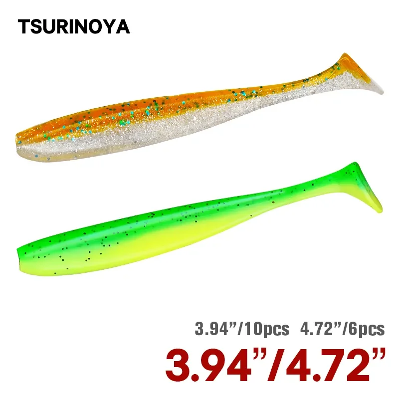 TSURINOYA NEW SIZE 100mm 120mm T Tail Worm Soft Lures Easy Shiner Artificial Soft Baits Odor