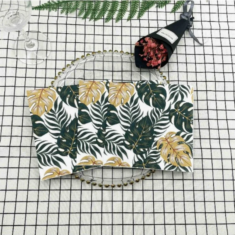 Colourful Printed Napkins Leaves 2 Layers Wood Pulp Paper Folding Disposable Paper Placemats Party Napkins 20pcs/pac 33cm