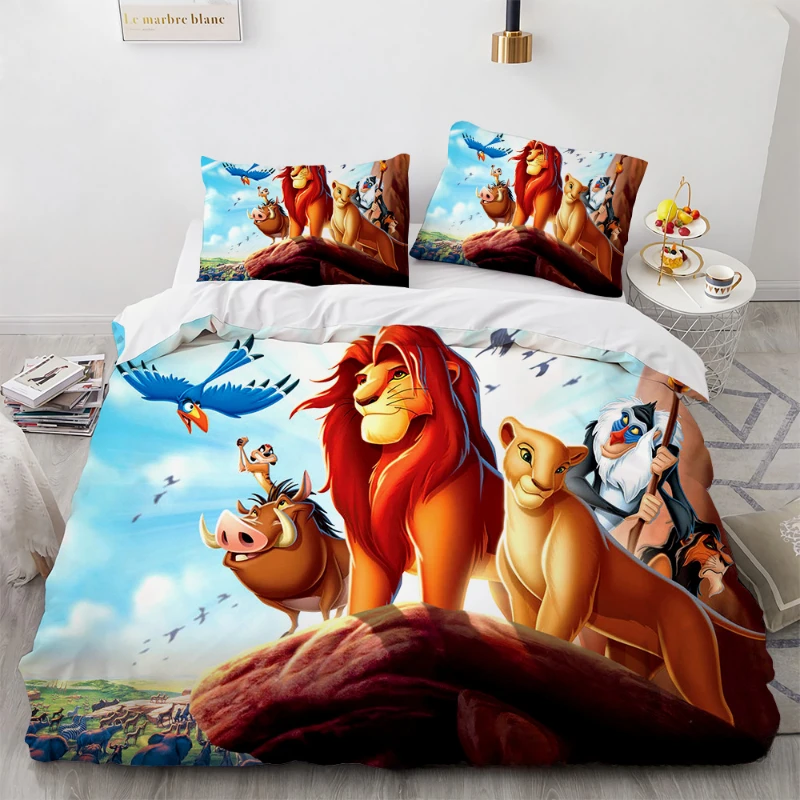 thumbnail image 1 of Disney-juego de ropa de cama de El Rey León para niños, funda de edredón, funda de almohada, dibujos animados de Anime Kawaii, ropa de cama para dormitorio, regalo de cumpleaños, 1 of 5
