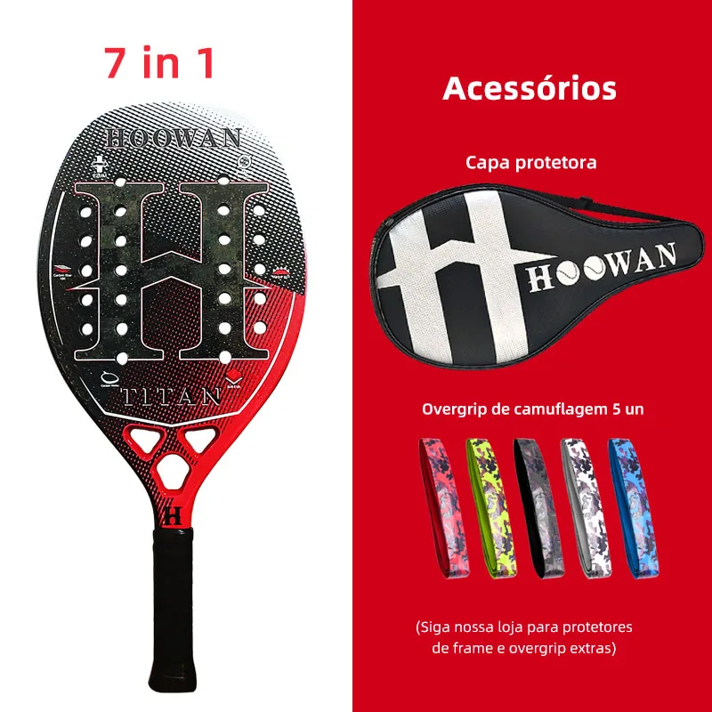 

HOOWAN 18k 24k KEVLAR Raquete De Tênis De Carbono Raquete De Esportes De Praia 22MM Contorno Bem Equilibrado Raquete De Tênis