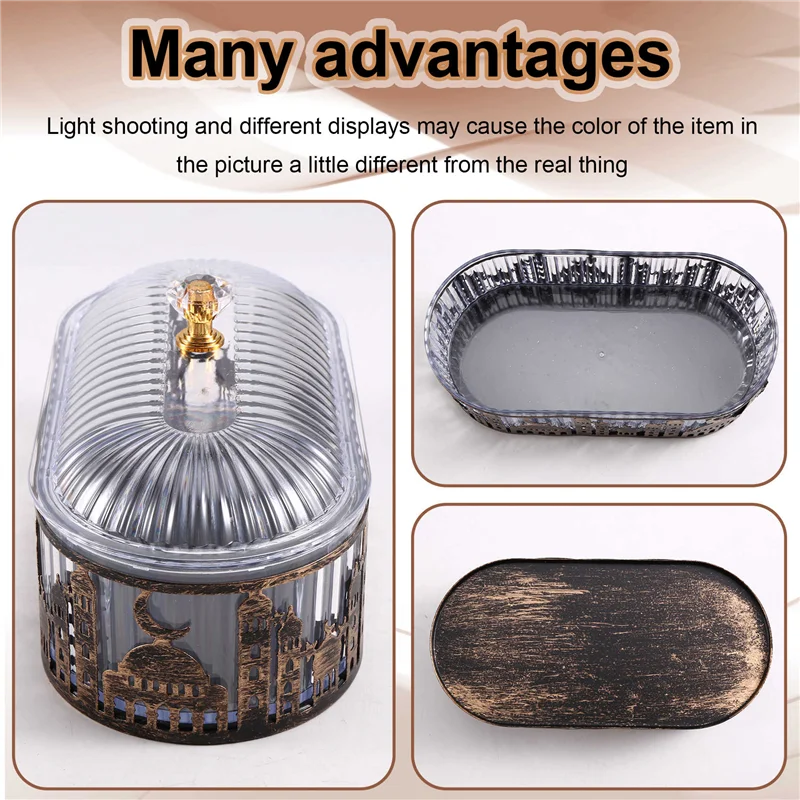 2 Pcs Ramadan Trays Withlid Dried Fruit Plate Snack Storage Tray Ramadan Food Storage Table Decorations As Shown