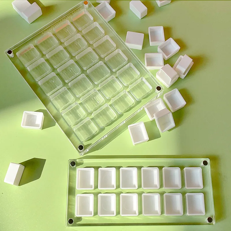 Paint tray color palette watercolor palette Empty acrylic watercolor box palette 24/36 grid portable paint tray dust-proof magnetic transparent box art supplies