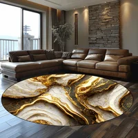 Luxury Marble Pattern Round Carpets Living Room Decoration Abstract Large Area Rugs for Bedroom Non-slip Floor Mats Washable 1
