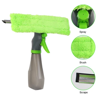 Spray Scraper Brush Water Spray Window Cleaner Glass Scraping Wiper Microfiber Cloth Pad Kit Household Cleaning Tool 3 in 1 1