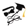 1 Set Pet Graduation Suit Adorable Adjustable with Tassel Felt Pet Cats Dogs Cosplay Hat Collar Glasses Set Pet Accessories 2