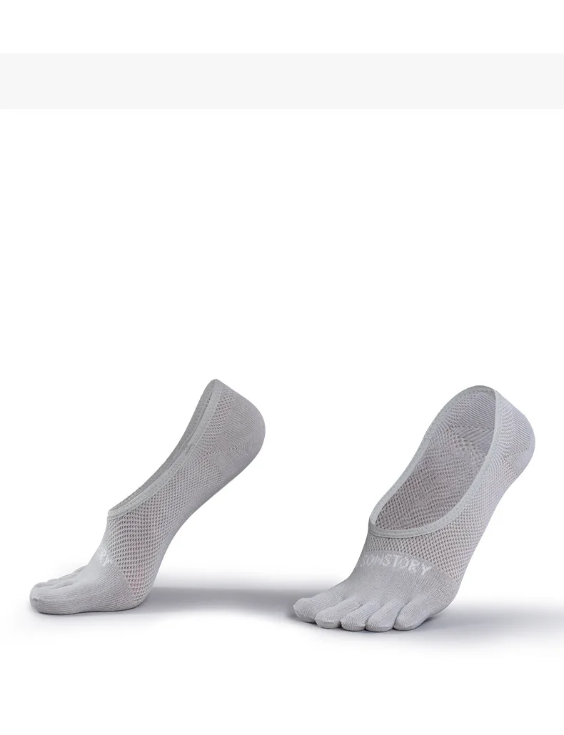 1 Paar Sommer-Herrensocken mit fünf Zehen, atmungsaktives Mesh, feuchtigkeitsableitend, weiche Baumwolle, für Laufsport, flache Bootssocken – Detail 2