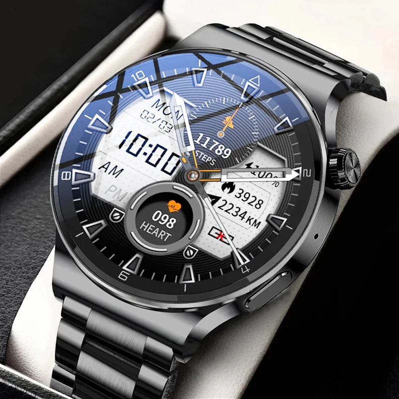 2022 New OLED full screen touch Business luxury men smart watch Wireless charging custom watch face Call smartwatch for huawei