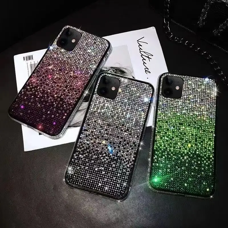 

Градиентный Блестящий Алмазный чехол для телефона iPhone 1413 12Promax Роскошная защита 11 чехол xsmax мягкий чехол