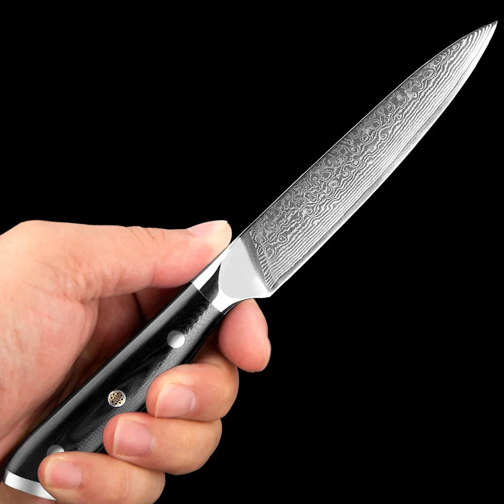

Japanese Damascus VG10 Steel Utility Knife 5 Inch Kitchen Razor Sharp Petty Knife Cutting Fruit Carving Chef’s Paring Knives