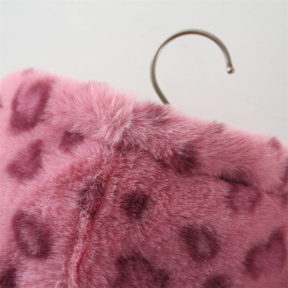 Winter Baby Girl Coat Leopard Print Hooded Single Breasted Jacket Fashionable Warm Cotton Thick Fur Fashionable Top