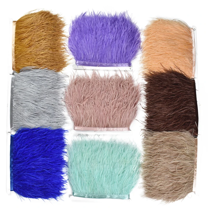 Ostrich Feathers 1Meters Colored on Ribbon Trim 8-10cm Decor for Clothes