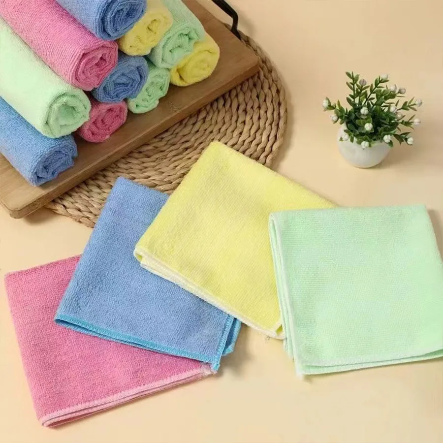 5pcs/lot Microfiber Cleaning Cloths Ultra-fine Fiber Kitchen Dishwashing 25*25cm Water-absorbent Scouring Car Cleaning Cloth