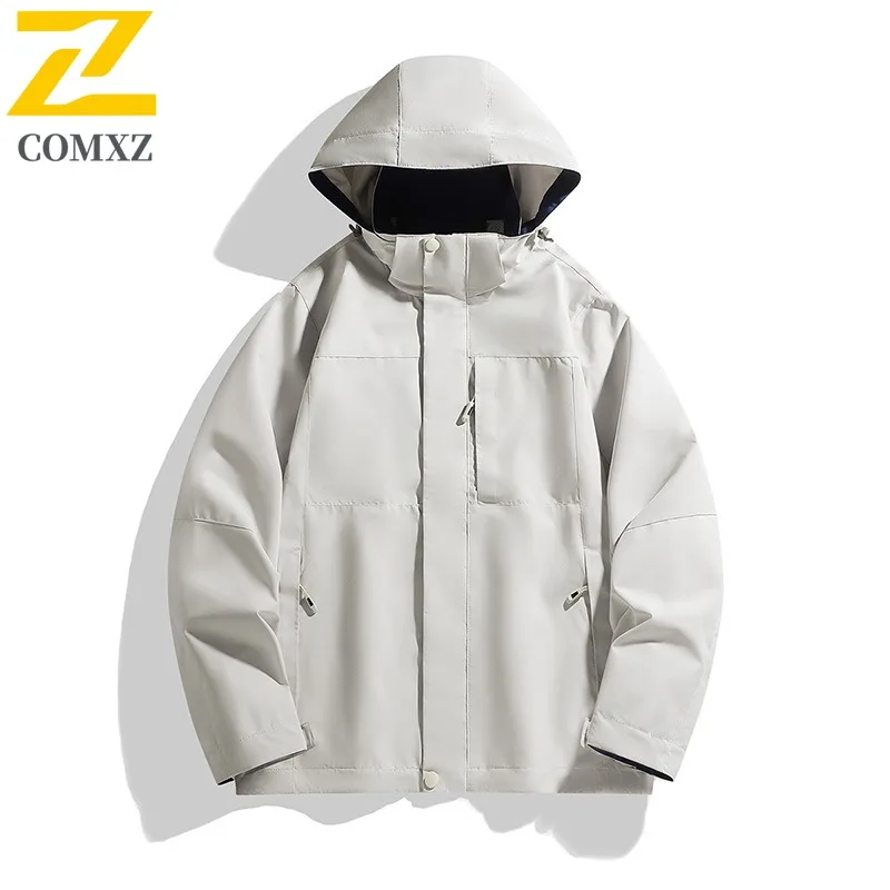 COMXZ Urban High Quality Mens Jacket Casual Hooded Outdoor Camping Multi Functional Coats Daily Style Lightweight Autumn Coat