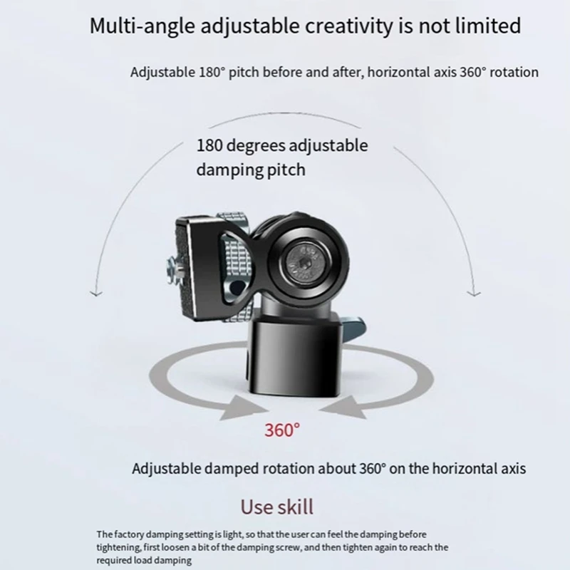 범용 나토 클램프 퀵 릴리스 카메라 필드 모니터 마운트 홀더 360 회전 180 ° DJI RS 휴대폰 마이크 라이트용 틸트