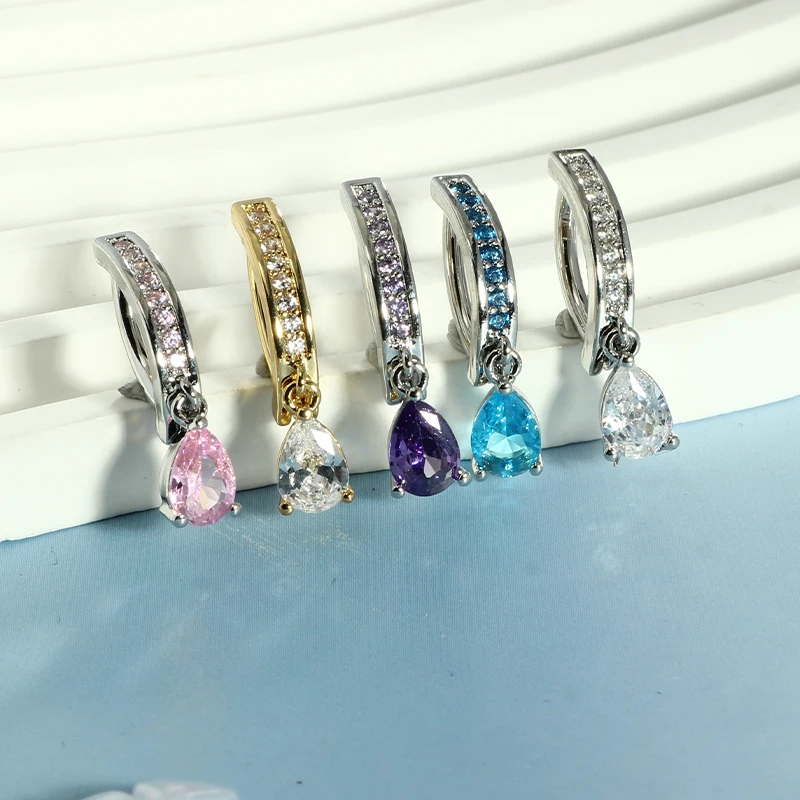 wholesales belly hoop clip clicker 14G drop dangle belly navel piercing jewelry stainless steel piercings 5 cololr choose