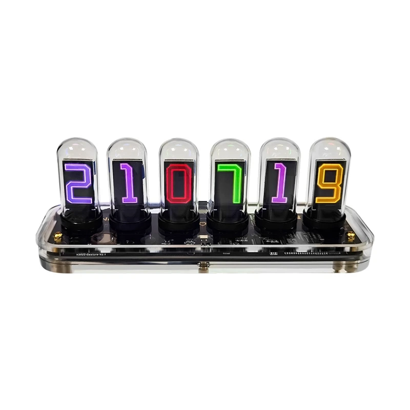 

Светящиеся трубчатые часы Nixie Tube, набор часов, цифровой календарь, секундомер, 6 бит, ЖК-Фото Дисплей, креативное украшение для стола, подарки
