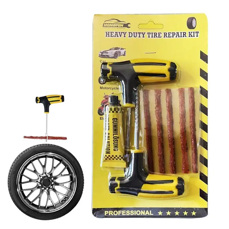 

Car Tire Repair Tools Kit With Rubber Strips Tubeless Tyre Puncture Studding Plug Set For Truck Motorcycle Tyre Repair Kits
