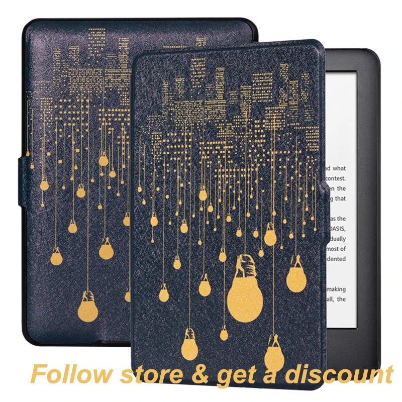 thumbnail image 1 of Funda de cuero para Kindle Voyage 8.ª y 10.ª generación Paperwhite 4, 3, 2, 1, 6 pulgadas, funda para lector electrónico, función de encendido y apagado automático, 1 of 5