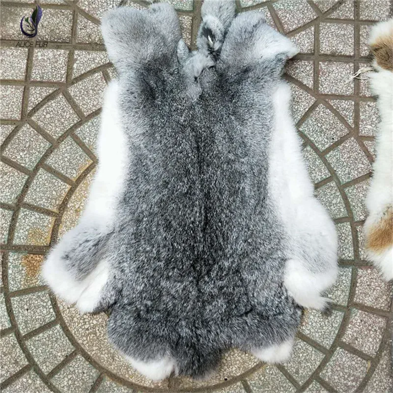 ウサギの皮，本物の髪，自然なウサギの皮，DIY，家の装飾用　4枚セット 天然ウサギの皮本物のウサギの毛レックスウサギの皮全体ふわふわウサギ